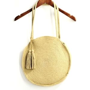Woven Jute Round‎ Tassel Shoulder Bag